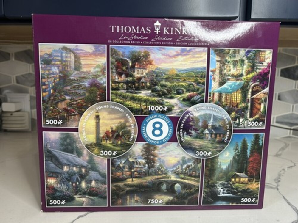 Thomas Kinkade - 8 In One Puzzle, 2 Round 300 Piece 4 550 Piece 1 750 Piece